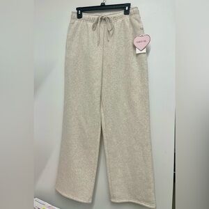 Light Beige Wide Leg Fleece Sweatpants